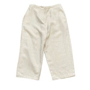L.L. Bean Cream Cropped Linen Pants        Size 12 P